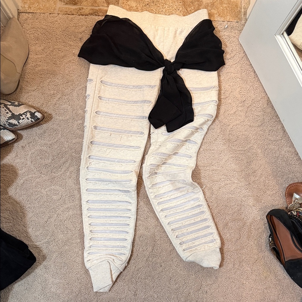 Philip Lim Cream and Black Women's sweat Pants